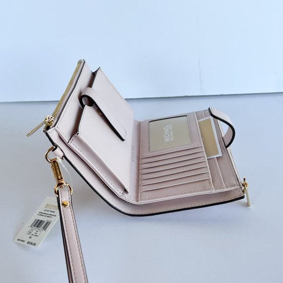 Michael Kors Jet Set Travel Large Double Zip Phone Wristlet MK Dark Powder Blush - Picture 5 of 9